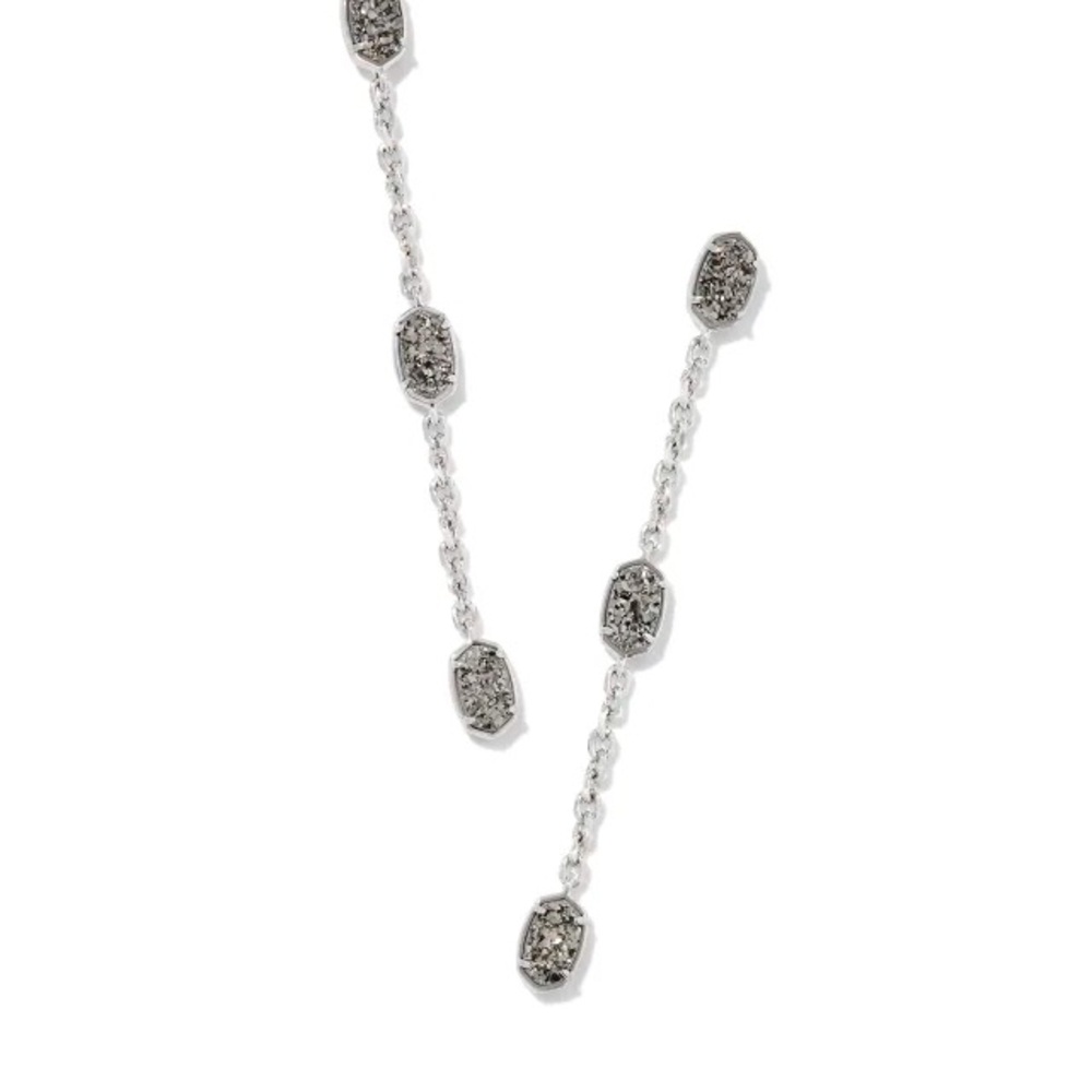 Kendra Scott Emilie Silver Linear Earrings in Platinum Drusy